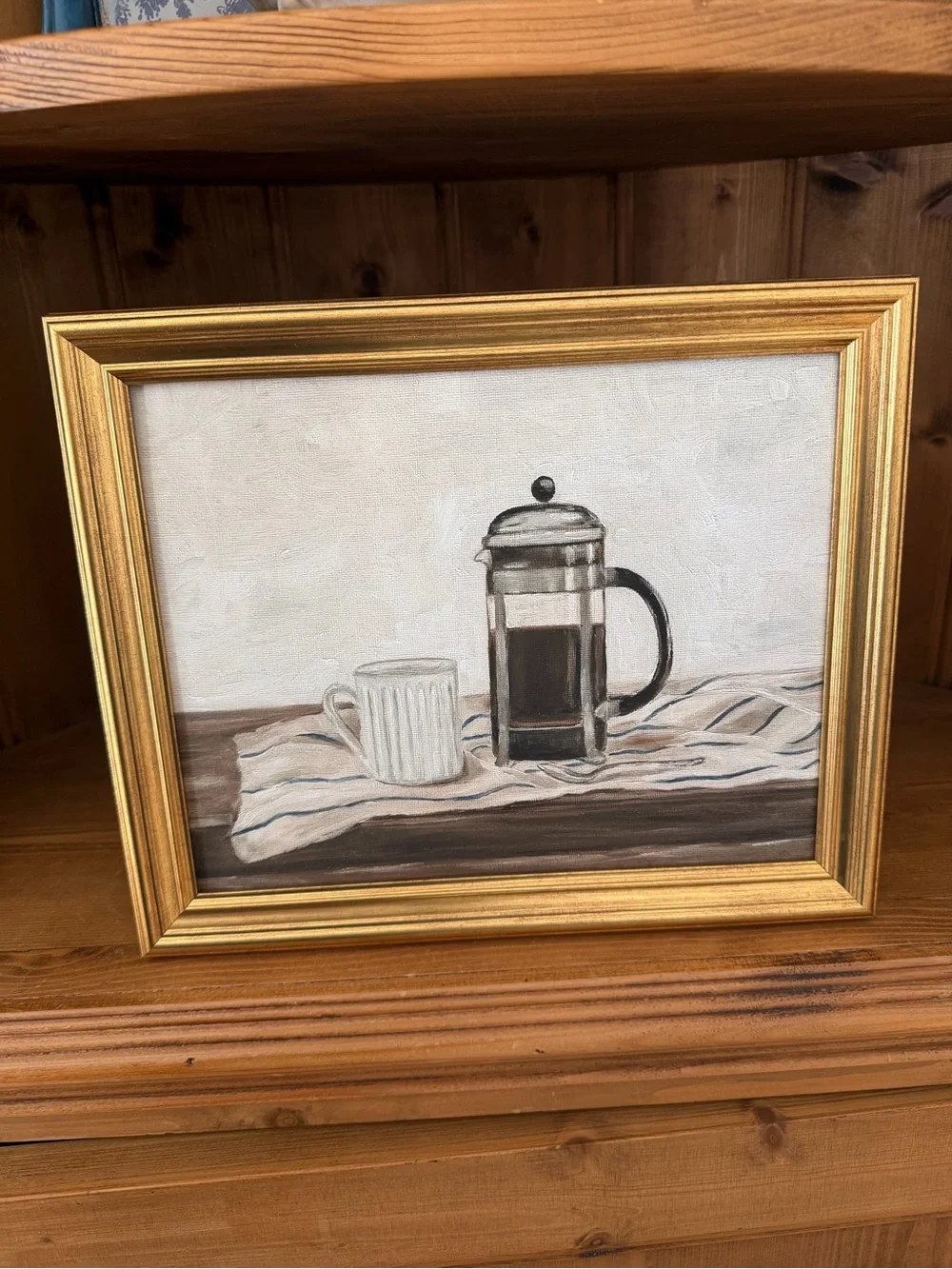 Gold Framed Still Life Oil Painting Print  - Coffee Press